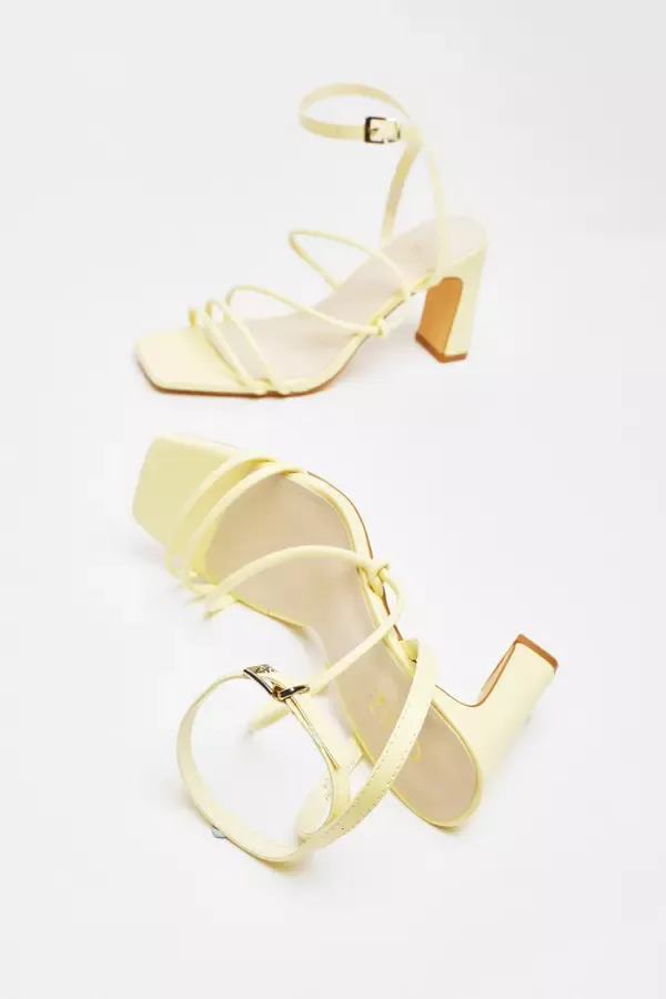 Quiz Clothing Heels Lemon Strappy Block Heeled Sandals 8211 Women