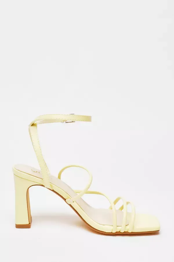 Quiz Clothing Heels Lemon Strappy Block Heeled Sandals 8211 Women
