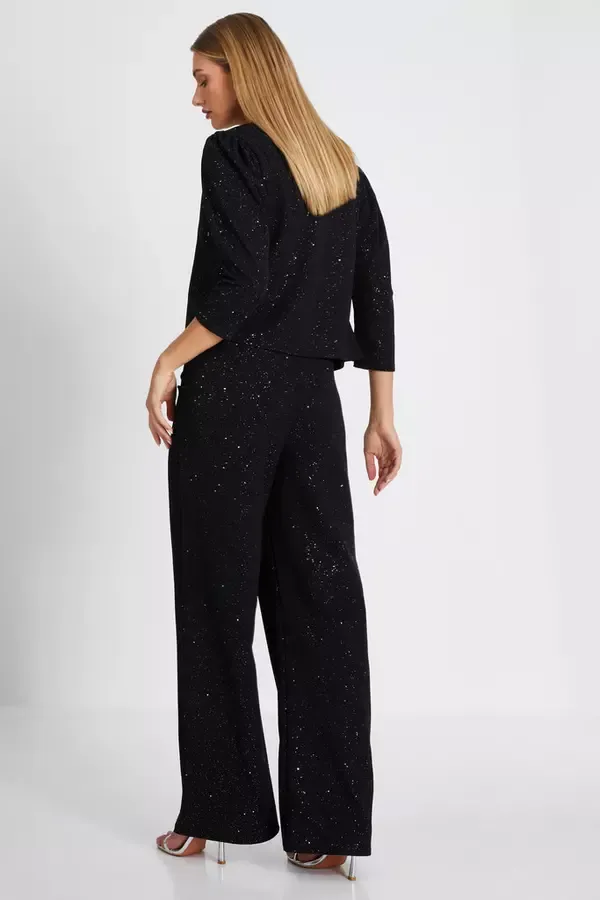 Quiz Clothing Jackets and Coats Black Glitter Cropped Jacket 8211 Women