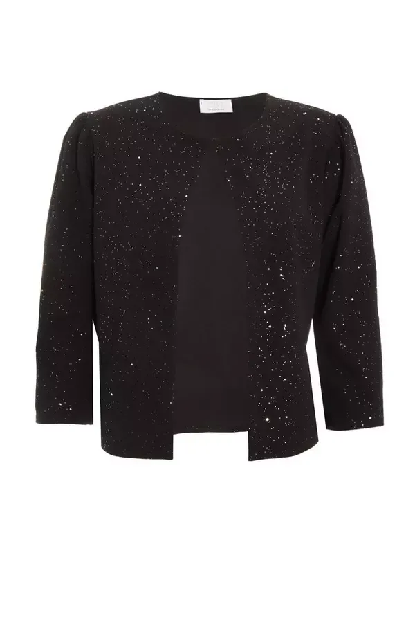 Quiz Clothing Jackets and Coats Black Glitter Cropped Jacket 8211 Women