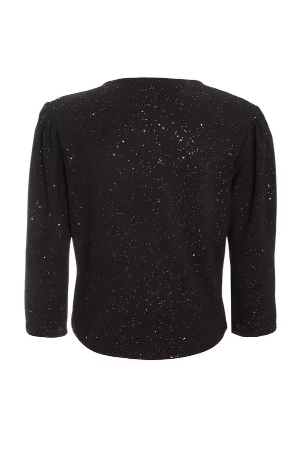Quiz Clothing Jackets and Coats Black Glitter Cropped Jacket 8211 Women