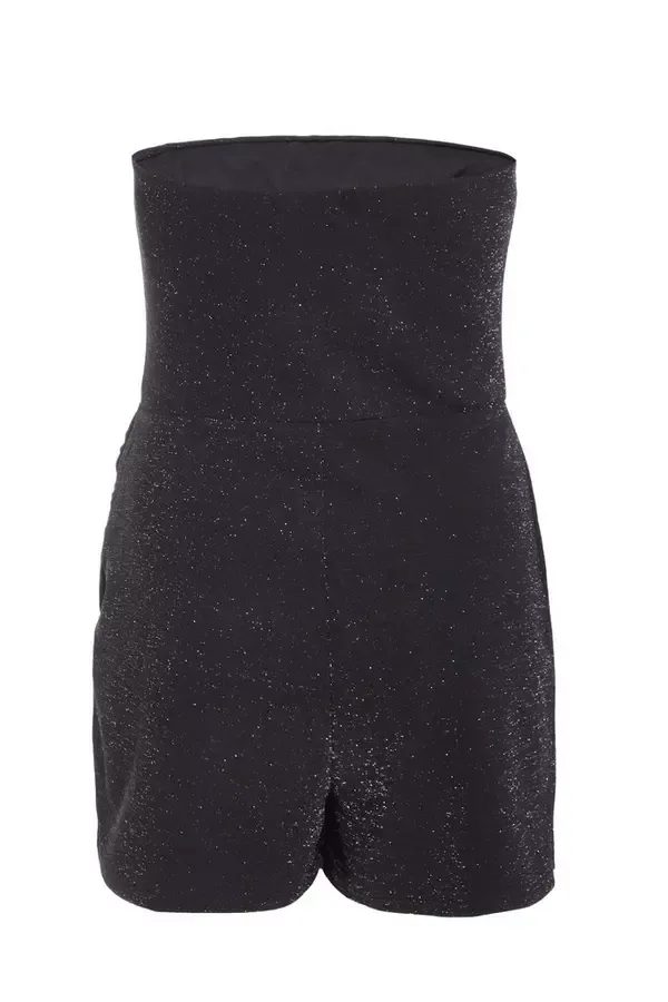 Quiz Clothing Jumpsuits Black Bandeau Glitter Skort Playsuit 8211 Women