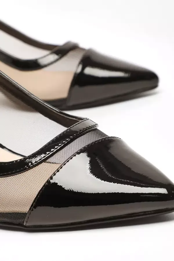 Quiz Clothing Occasion Shoes Wide Fit Black Faux Leather Mesh Sling Back Heels 8211 Women
