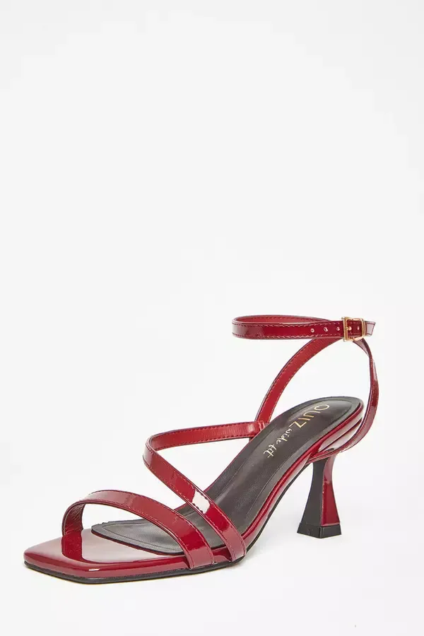 Quiz Clothing Party Shoes Wide Fit Dark Red Patent Heels 8211 Women