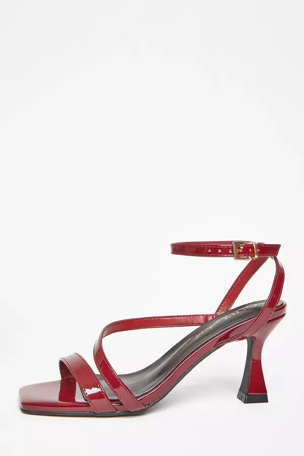 Quiz Clothing Party Shoes Wide Fit Dark Red Patent Heels 8211 Women