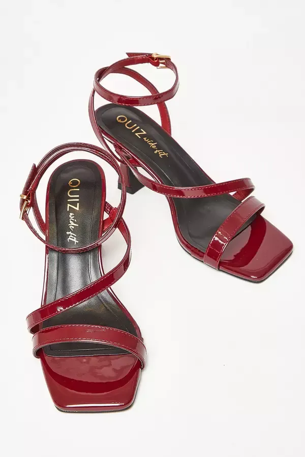 Quiz Clothing Party Shoes Wide Fit Dark Red Patent Heels 8211 Women