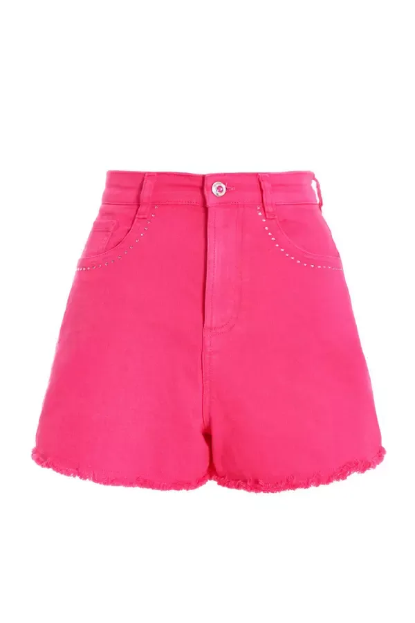 Quiz Clothing Shorts Pink Diamante Denim Shorts 8211 Women