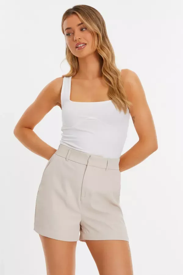 Quiz Clothing Shorts Stone Tailored Shorts 8211 Women