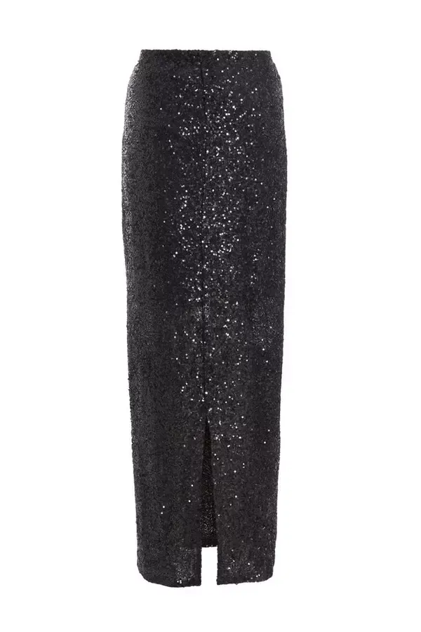 Quiz Clothing Skirts Black Sequin Maxi Skirt 8211 Women
