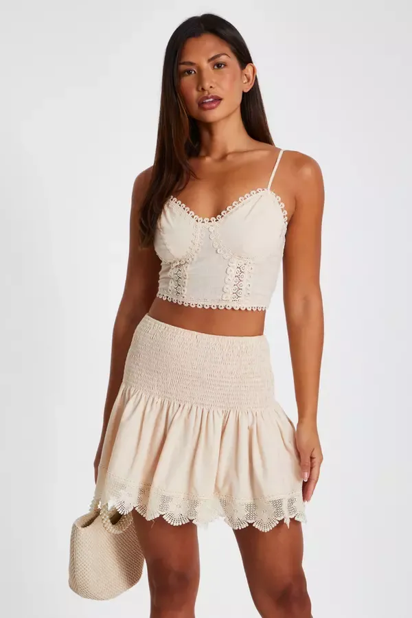 Quiz Clothing Skirts Stone Crochet Trim Mini Skirt 8211 Women
