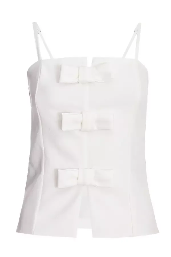 Quiz Clothing Tops Cream Bow Front Strappy Top 8211 Women