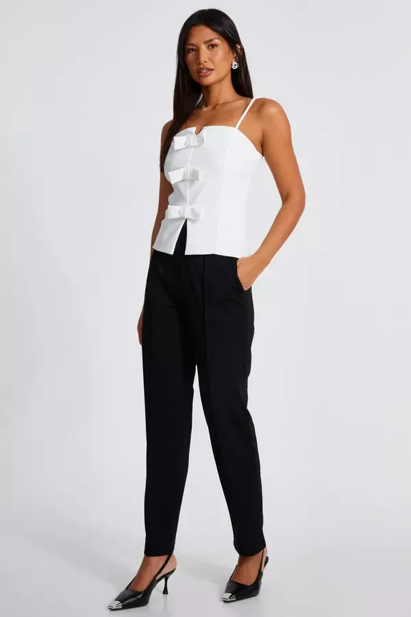 Quiz Clothing Tops Cream Bow Front Strappy Top 8211 Women