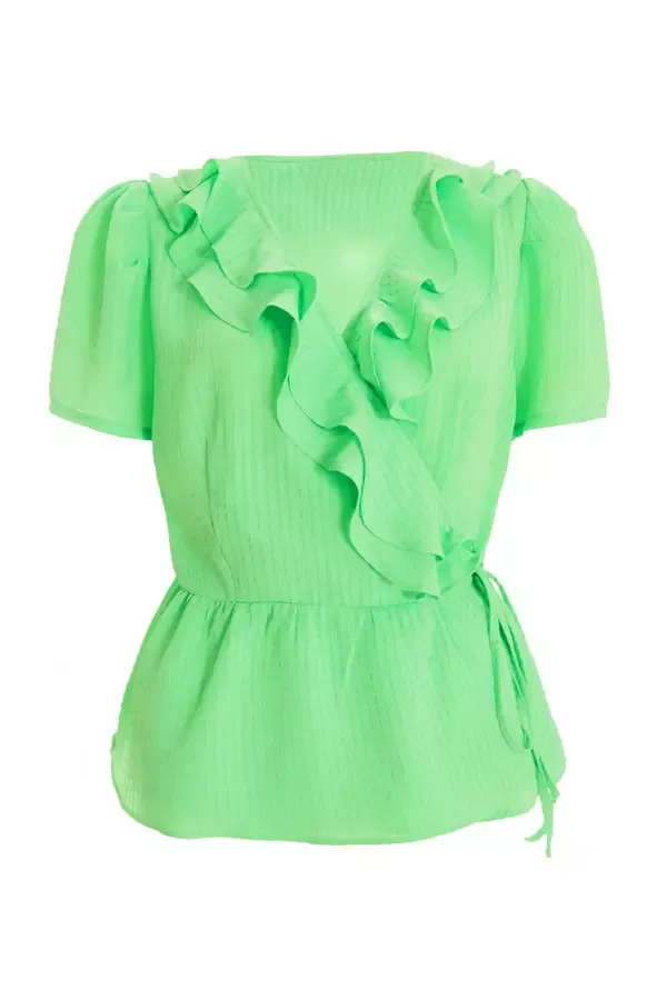 Quiz Clothing Tops Green Frill Peplum Blouse 8211 Women