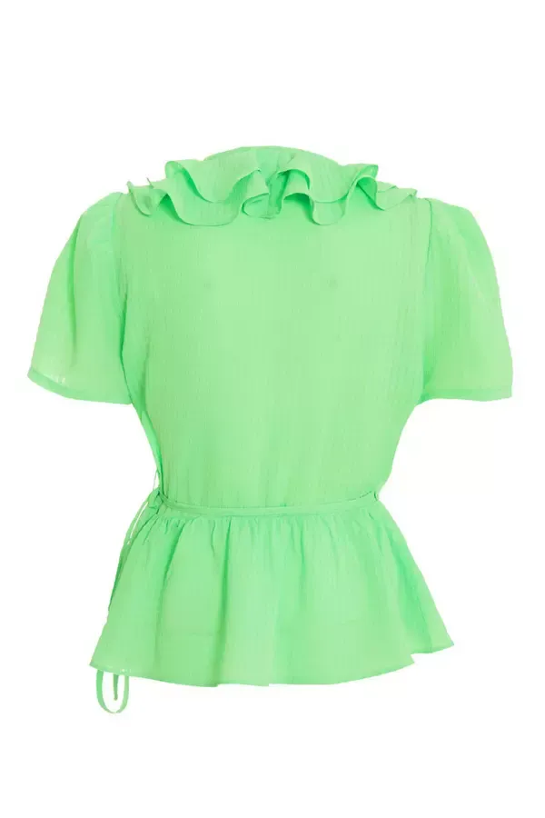 Quiz Clothing Tops Green Frill Peplum Blouse 8211 Women