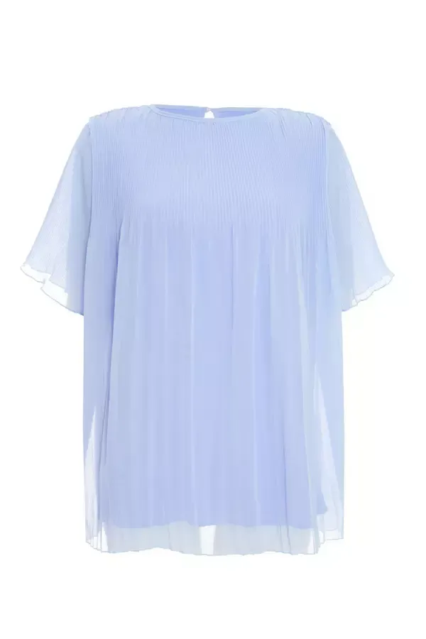 Quiz Clothing Tops Light Blue Chiffon Pleated Blouse 8211 Women
