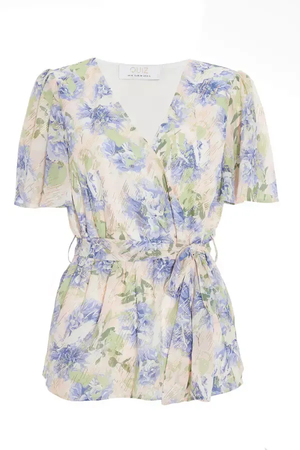 Quiz Clothing Tops Pink Floral Chiffon Peplum Top 8211 Women