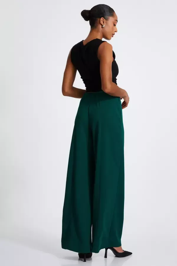 Quiz Clothing Trousers Bottle Green Wide Leg Trousers 8211 Women