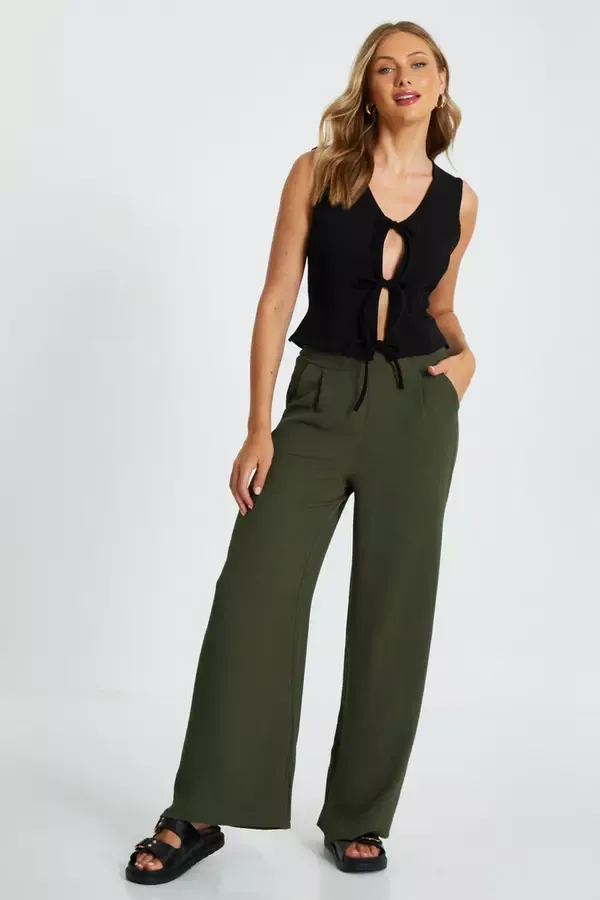 Quiz Clothing Trousers Khaki Wide Leg Trousers 8211 Women