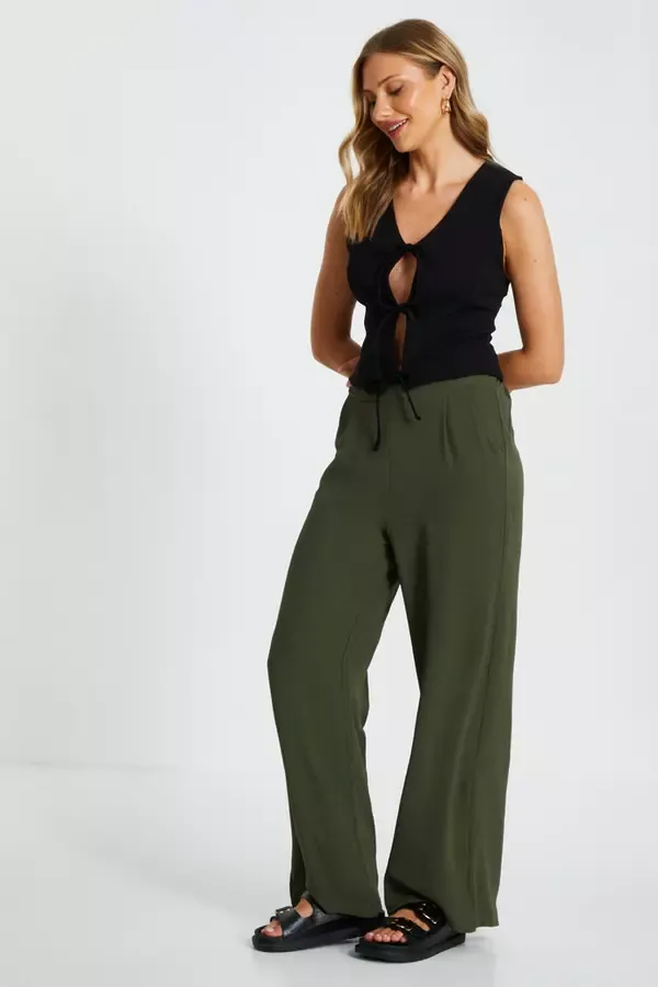 Quiz Clothing Trousers Khaki Wide Leg Trousers 8211 Women