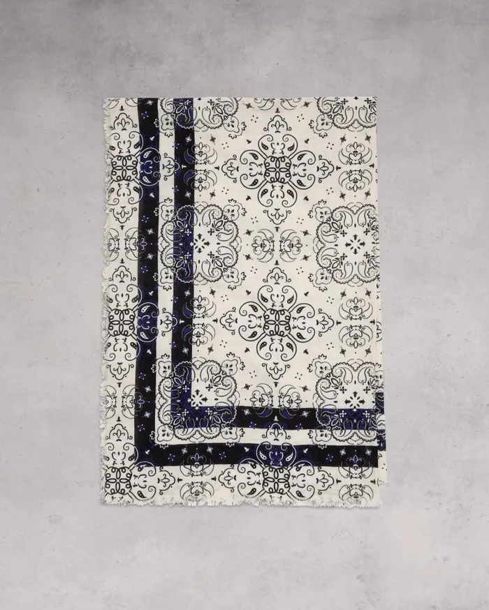 Rag and Bone Astra Paisley Cotton Scarf Vanilla Women Scarves and Ponchos
