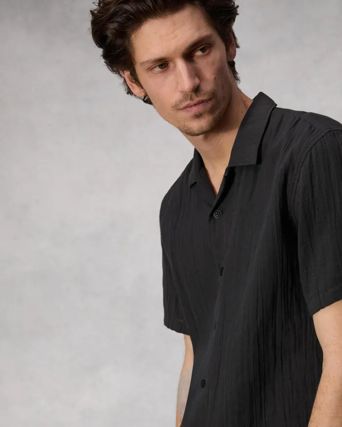Rag and Bone Avery Resort Gauze Shirt Phantom Men Shirts Rag and Bone Avery Resort Gauze Shirt Phantom Men Shirts