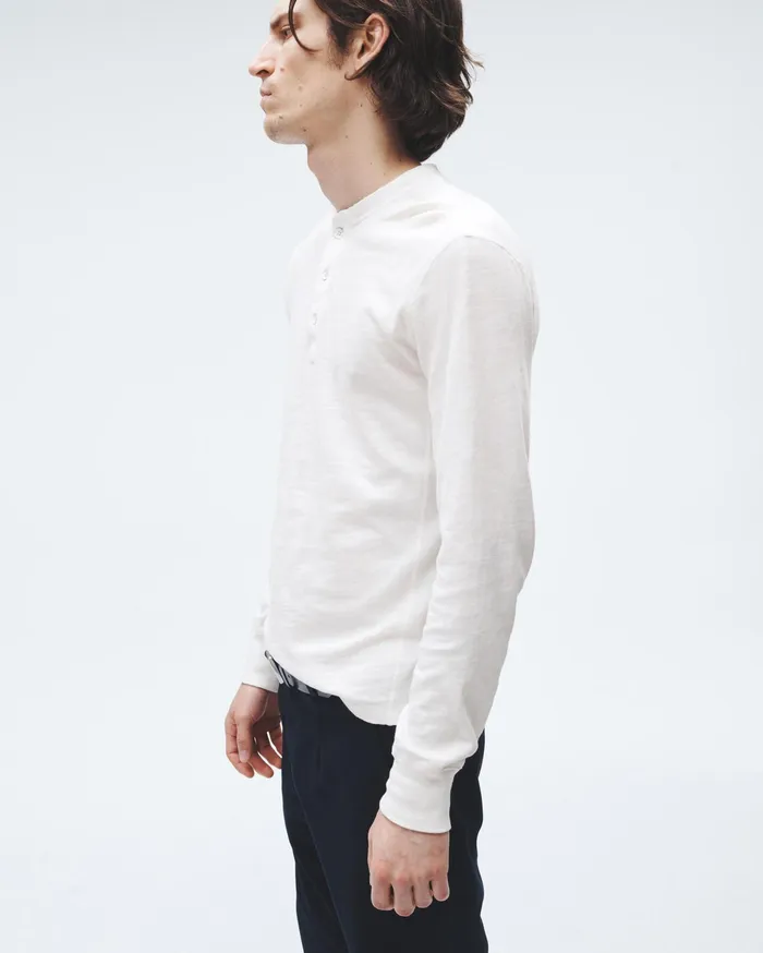 Rag and Bone Classic Long Sleeve Crewneck Henley In Black Men TShirts
