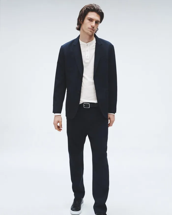 Rag and Bone Classic Long Sleeve Crewneck Henley In Black Men TShirts