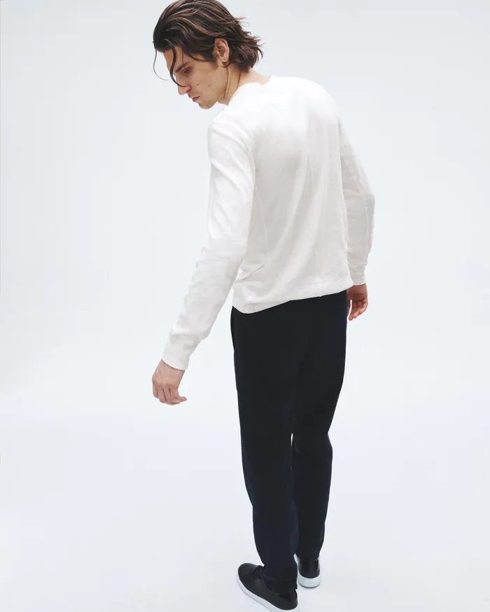 Rag and Bone Classic Long Sleeve Crewneck Henley In Black Men TShirts