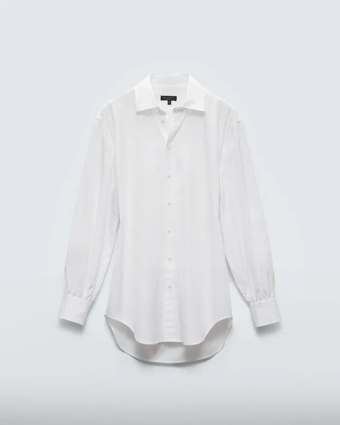 Rag and Bone Ellison Cotton Poplin Top White Women Tops