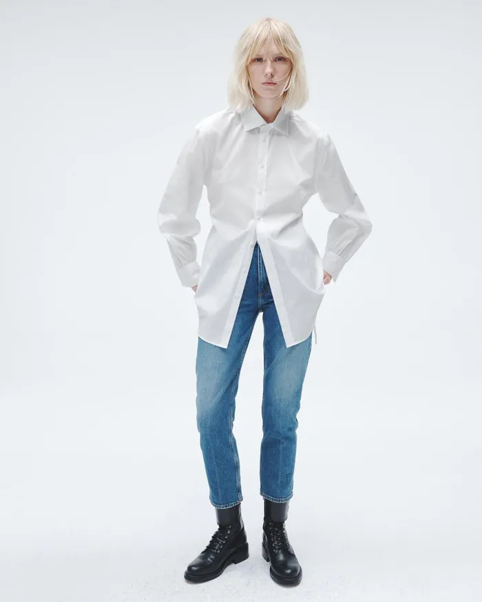 Rag and Bone Ellison Cotton Poplin Top White Women Tops