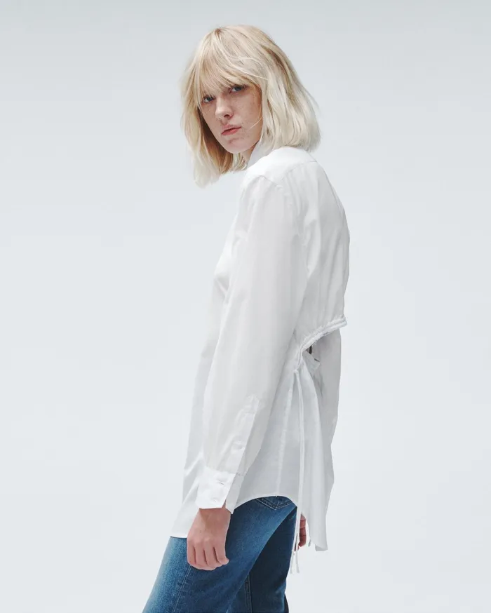 Rag and Bone Ellison Cotton Poplin Top White Women Tops