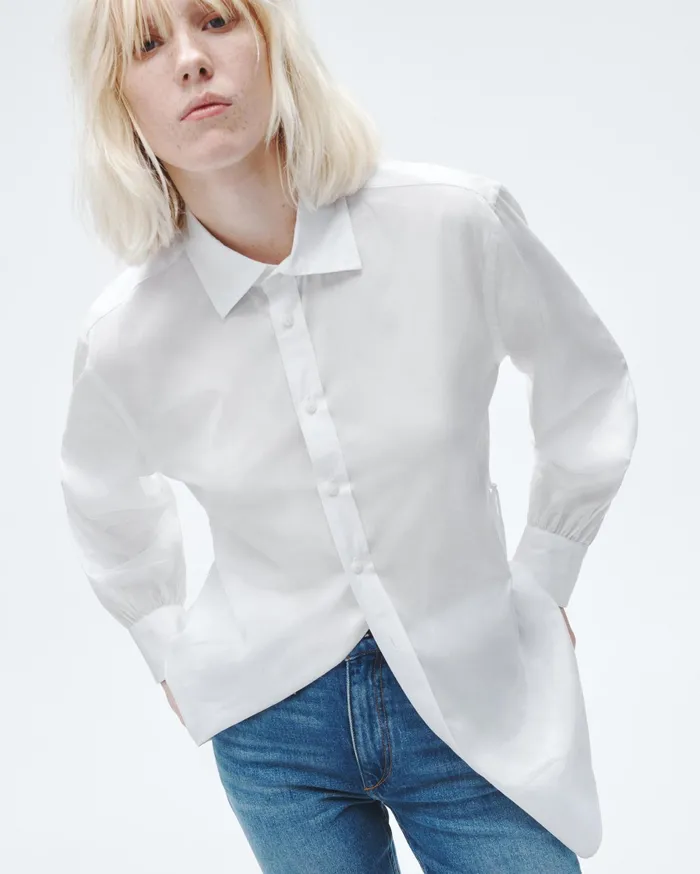 Rag and Bone Ellison Cotton Poplin Top White Women Tops