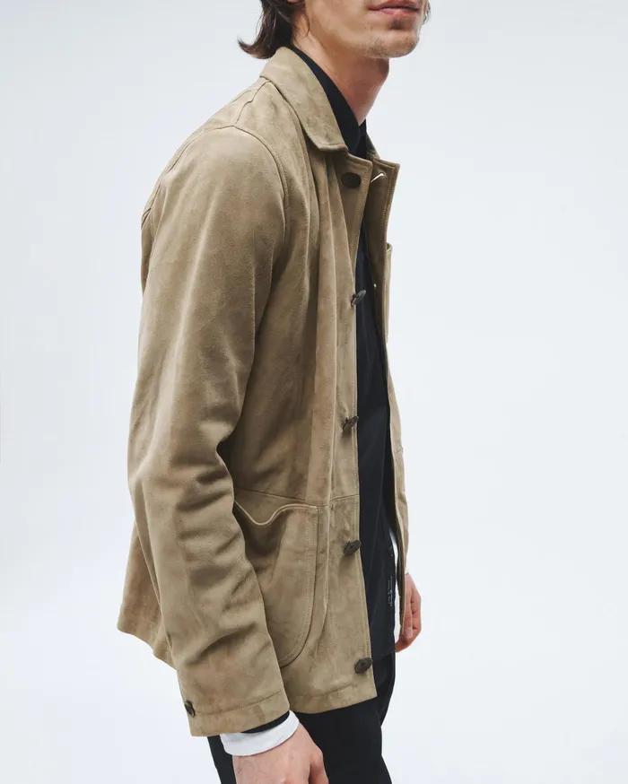 Rag and Bone Evan Suede Chore Jacket Ocean Grey Men Coats and Jackets Rag and Bone Evan Suede Chore Jacket Ocean Grey Men Coats and Jackets