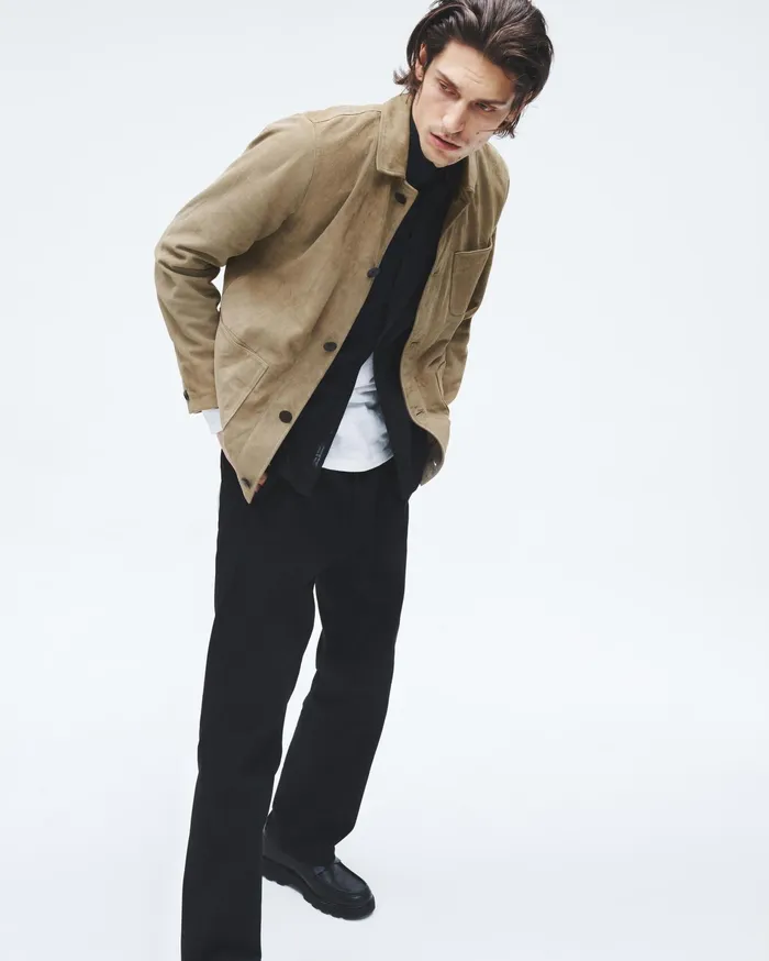 Rag and Bone Evan Suede Chore Jacket Ocean Grey Men Coats and Jackets Rag and Bone Evan Suede Chore Jacket Ocean Grey Men Coats and Jackets