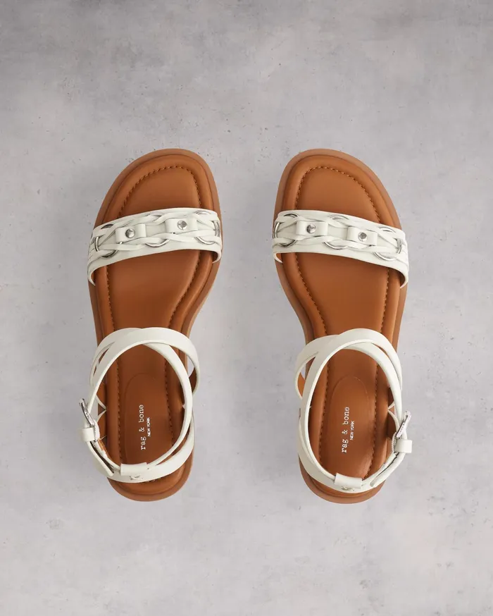 Rag and Bone Geo Chain Block Heel Antique White Women Sandals Rag and Bone Geo Chain Block Heel Antique White Women Sandals