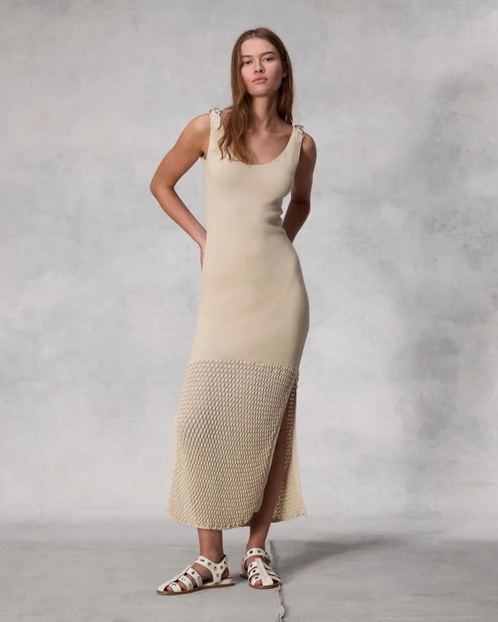 Rag and Bone Georgia Cotton Nylon Dress Beige Women Dresses and Skirts