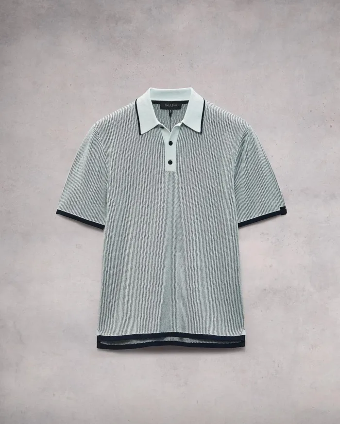 Rag and Bone Harvey Polo Sky Blue Men Sweaters Rag and Bone Harvey Polo Sky Blue Men Sweaters