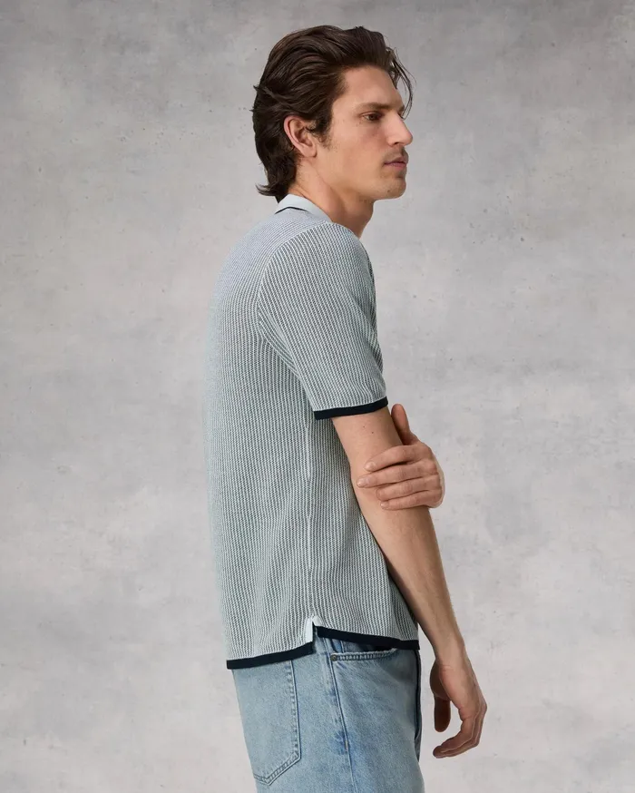 Rag and Bone Harvey Polo Sky Blue Men Sweaters Rag and Bone Harvey Polo Sky Blue Men Sweaters