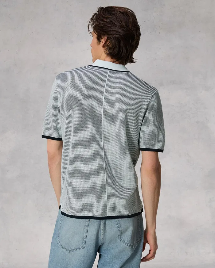 Rag and Bone Harvey Polo Sky Blue Men Sweaters Rag and Bone Harvey Polo Sky Blue Men Sweaters