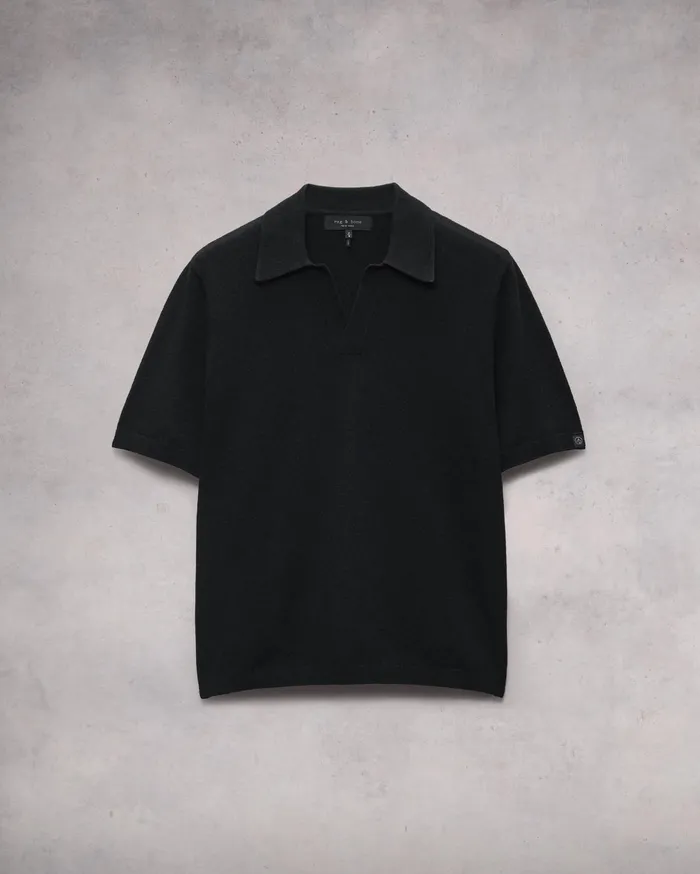 Rag and Bone Johnny Zuma Toweling Polo Black Men Sweaters Rag and Bone Johnny Zuma Toweling Polo Black Men Sweaters