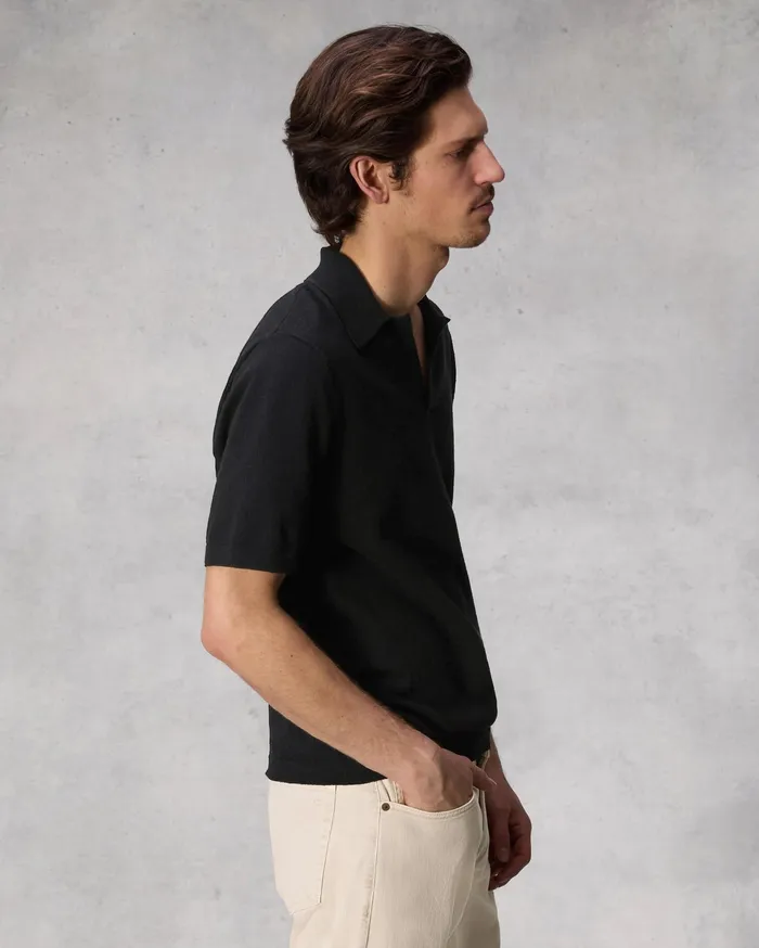 Rag and Bone Johnny Zuma Toweling Polo Black Men Sweaters Rag and Bone Johnny Zuma Toweling Polo Black Men Sweaters
