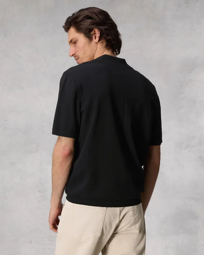 Rag and Bone Johnny Zuma Toweling Polo Black Men Sweaters Rag and Bone Johnny Zuma Toweling Polo Black Men Sweaters