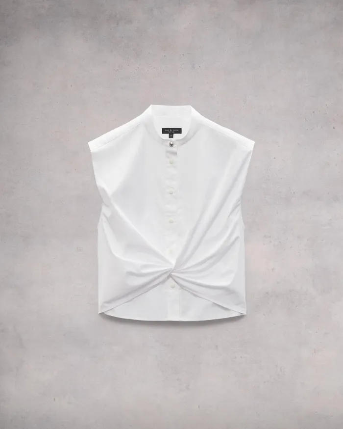 Rag and Bone Louisa Cotton Poplin Sleeveless Shirt White Women Tops