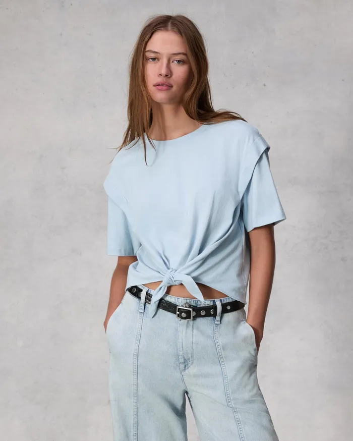 Rag and Bone Mica Tie Tee Lt Blue Women TShirts