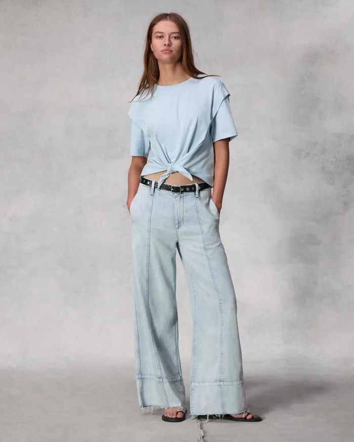 Rag and Bone Mica Tie Tee Lt Blue Women TShirts