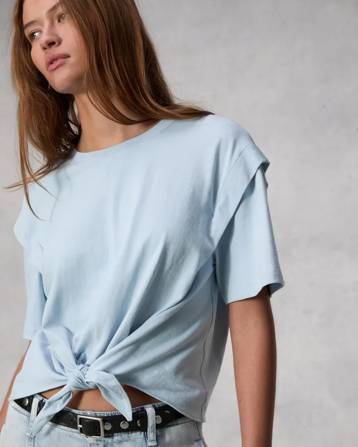 Rag and Bone Mica Tie Tee Lt Blue Women TShirts