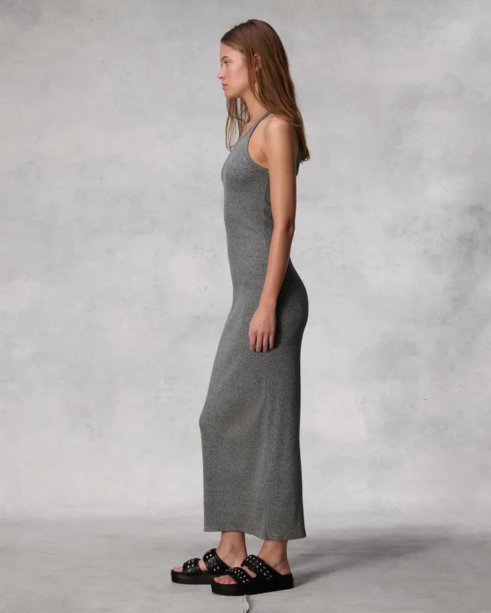 Rag and Bone The Essential Rib String Tank Dress Heather Grey Women Dresses and Skirts