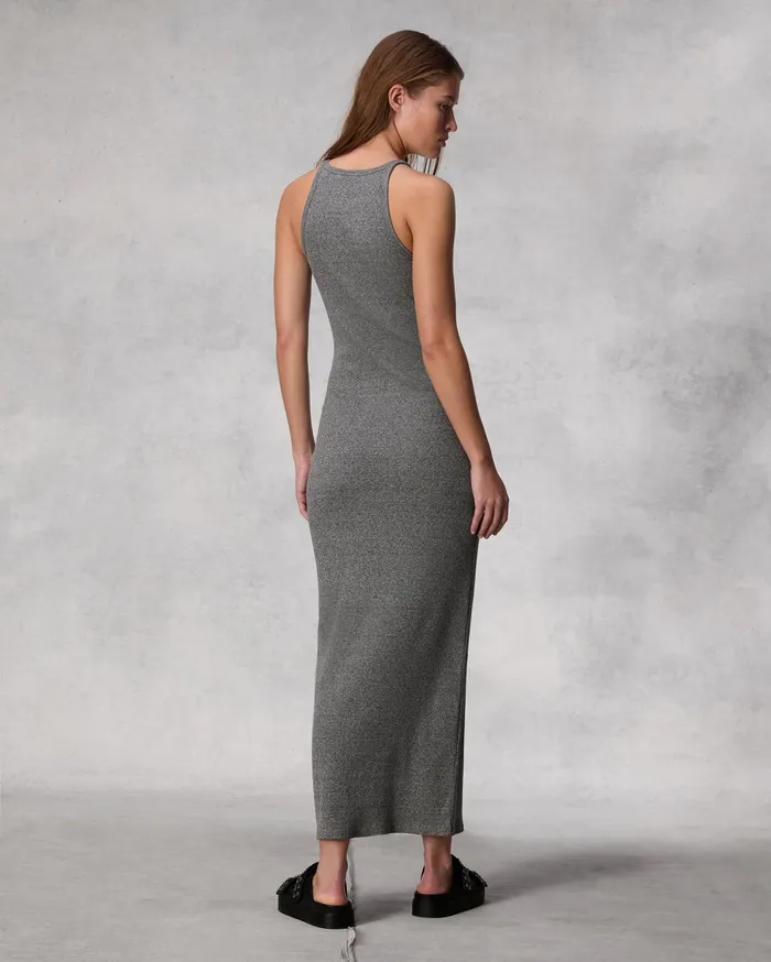 Rag and Bone The Essential Rib String Tank Dress Heather Grey Women Dresses and Skirts