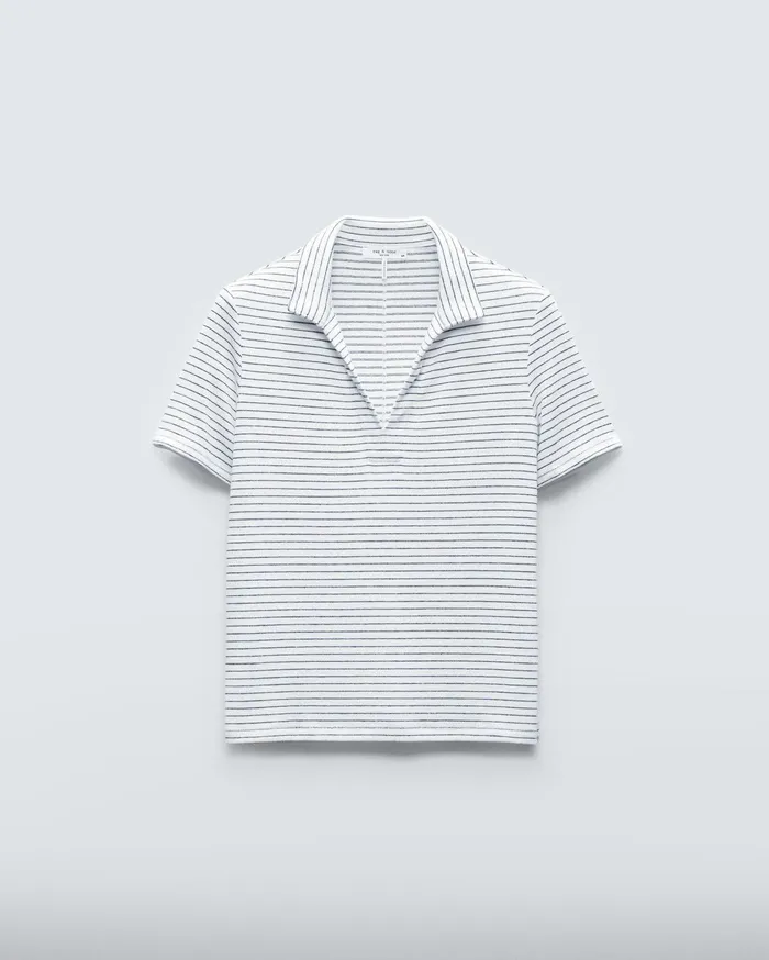 Rag and Bone The Knit Striped Polo Ivory Stripe Women TShirts Rag and Bone The Knit Striped Polo Ivory Stripe Women TShirts