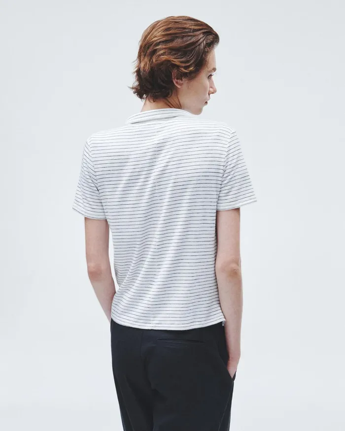 Rag and Bone The Knit Striped Polo Ivory Stripe Women TShirts Rag and Bone The Knit Striped Polo Ivory Stripe Women TShirts